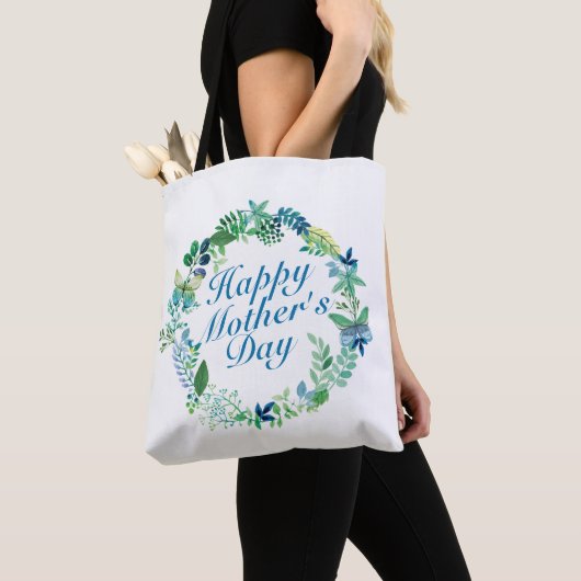 Elegant Happy Moederdag Floral Wreath Canvas tas (Dichtbij)