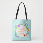 Elegant Happy Moederdag Floral Wreath Canvas tas (Voorkant)