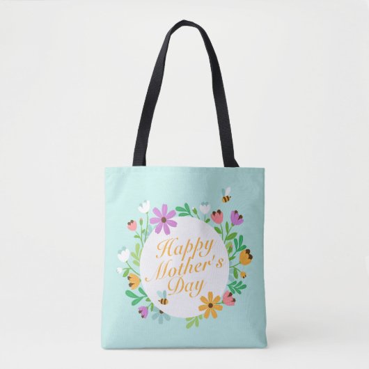 Elegant Happy Moederdag Floral Wreath Canvas tas (Voorkant)