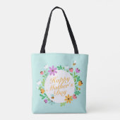 Elegant Happy Moederdag Floral Wreath Canvas tas (Achterkant)