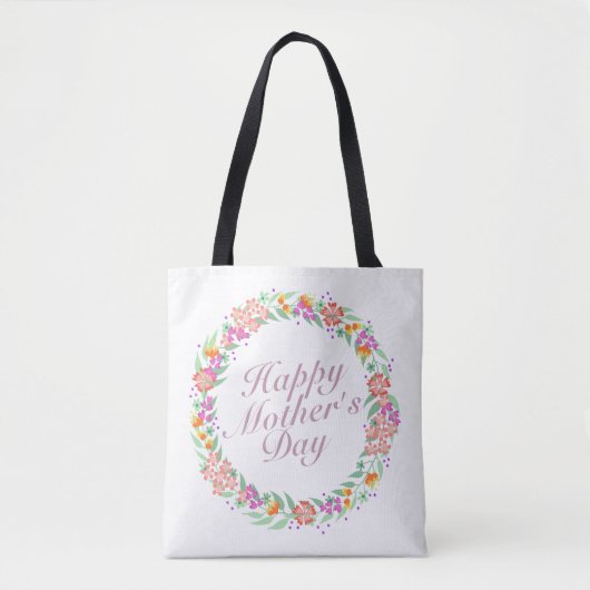 Elegant Happy Moederdag Floral Wreath Canvas tas (Voorkant)