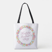 Elegant Happy Moederdag Floral Wreath Canvas tas (Achterkant)