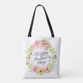 Elegant Happy Moederdag Floral Wreath Canvas tas (Achterkant)