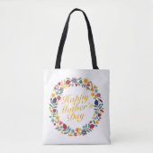 Elegant Happy Moederdag Floral Wreath Canvas tas (Voorkant)