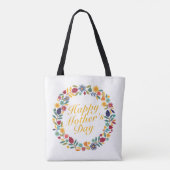 Elegant Happy Moederdag Floral Wreath Canvas tas (Achterkant)