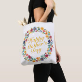 Elegant Happy Moederdag Floral Wreath Canvas tas (Dichtbij)