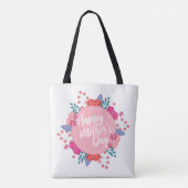 Elegant Happy Moederdag Floral Wreath Canvas tas (Achterkant)