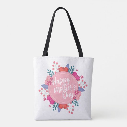Elegant Happy Moederdag Floral Wreath Canvas tas (Achterkant)