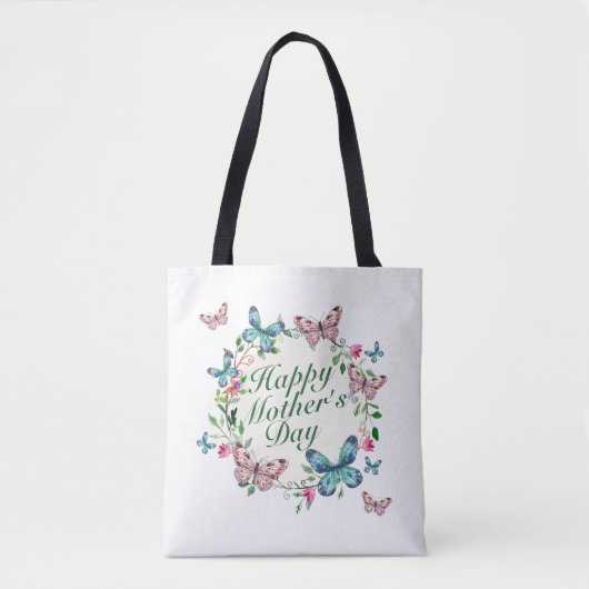 Elegant Happy Moederdag Floral Wreath Canvas tas (Voorkant)