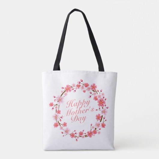 Elegant Happy Moederdag Floral Wreath Canvas tas (Achterkant)