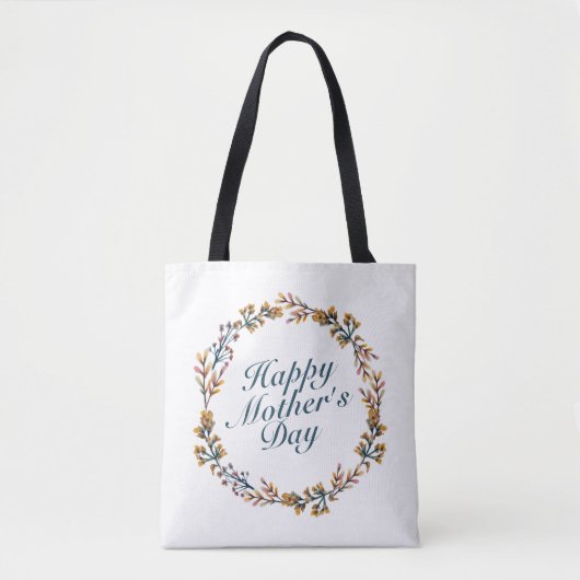 Elegant Happy Moederdag Floral Wreath Canvas tas (Voorkant)