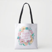 Elegant Happy Moederdag Floral Wreath Canvas tas (Voorkant)