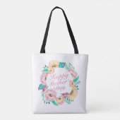 Elegant Happy Moederdag Floral Wreath Canvas tas (Achterkant)