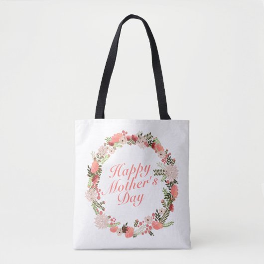 Elegant Happy Moederdag Floral Wreath Canvas tas (Voorkant)
