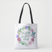 Elegant Happy Moederdag Floral Wreath Canvas tas (Voorkant)