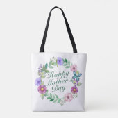 Elegant Happy Moederdag Floral Wreath Canvas tas (Achterkant)