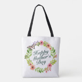 Elegant Happy Moederdag Floral Wreath Canvas tas (Achterkant)