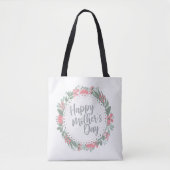 Elegant Happy Moederdag Floral Wreath Canvas tas (Voorkant)