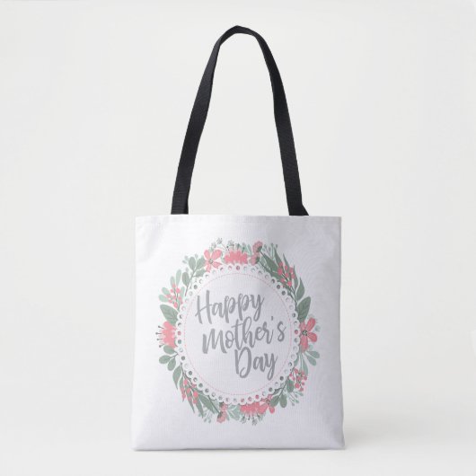 Elegant Happy Moederdag Floral Wreath Canvas tas (Voorkant)