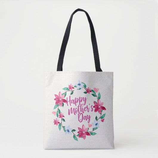 Elegant Happy Moederdag Floral Wreath Canvas tas (Voorkant)