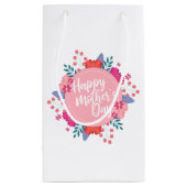 Elegant Happy Moederdag Floral Wreath Gift Bag Klein Cadeauzakje (Achterkant)