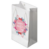 Elegant Happy Moederdag Floral Wreath Gift Bag Klein Cadeauzakje (Voorkant Gekanteld)