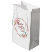 Elegant Happy Moederdag Floral Wreath Gift Bag Klein Cadeauzakje (Achterkant Gekanteld)