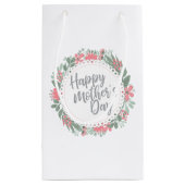 Elegant Happy Moederdag Floral Wreath Gift Bag Klein Cadeauzakje (Achterkant)