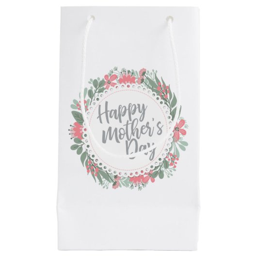 Elegant Happy Moederdag Floral Wreath Gift Bag Klein Cadeauzakje (Voorkant)
