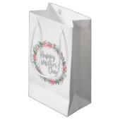 Elegant Happy Moederdag Floral Wreath Gift Bag Klein Cadeauzakje (Voorkant Gekanteld)