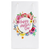 Elegant Happy Moederdag Floral Wreath Gift Bag Klein Cadeauzakje (Achterkant)
