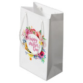 Elegant Happy Moederdag Floral Wreath Gift Bag Klein Cadeauzakje (Achterkant Gekanteld)