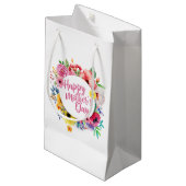 Elegant Happy Moederdag Floral Wreath Gift Bag Klein Cadeauzakje (Voorkant Gekanteld)