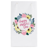 Elegant Happy Moederdag Floral Wreath Gift Bag Klein Cadeauzakje (Achterkant)