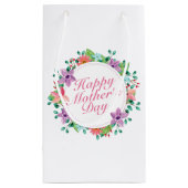 Elegant Happy Moederdag Floral Wreath Gift Bag Klein Cadeauzakje (Achterkant)
