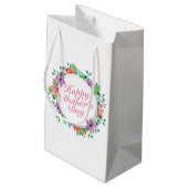 Elegant Happy Moederdag Floral Wreath Gift Bag Klein Cadeauzakje (Achterkant Gekanteld)