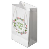 Elegant Happy Moederdag Floral Wreath Gift Bag Klein Cadeauzakje (Voorkant Gekanteld)
