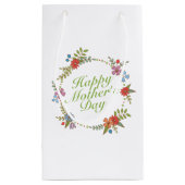 Elegant Happy Moederdag Floral Wreath Gift Bag Klein Cadeauzakje (Achterkant)