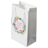 Elegant Happy Moederdag Floral Wreath Gift Bag Klein Cadeauzakje (Achterkant Gekanteld)