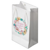 Elegant Happy Moederdag Floral Wreath Gift Bag Klein Cadeauzakje (Voorkant Gekanteld)