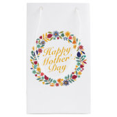 Elegant Happy Moederdag Floral Wreath Gift Bag Klein Cadeauzakje (Achterkant)
