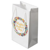 Elegant Happy Moederdag Floral Wreath Gift Bag Klein Cadeauzakje (Achterkant Gekanteld)
