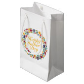 Elegant Happy Moederdag Floral Wreath Gift Bag Klein Cadeauzakje (Voorkant Gekanteld)
