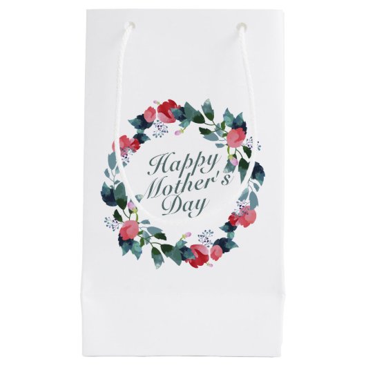 Elegant Happy Moederdag Floral Wreath Gift Bag Klein Cadeauzakje (Voorkant)