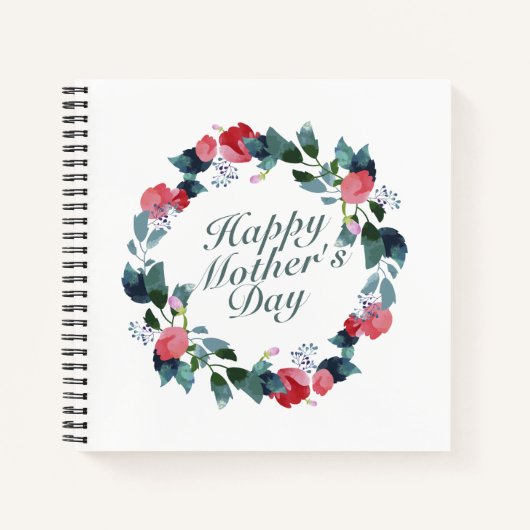 Elegant Happy Moederdag Floral Wreath Guestbook Notitieboek (Voorkant)