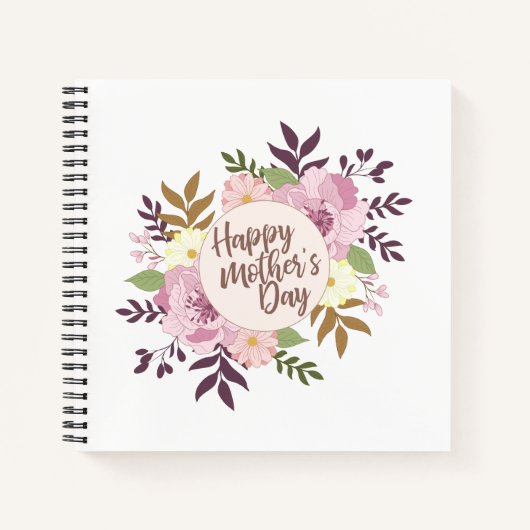 Elegant Happy Moederdag Floral Wreath Guestbook Notitieboek (Voorkant)