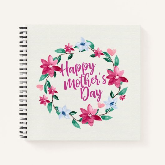 Elegant Happy Moederdag Floral Wreath Guestbook Notitieboek (Voorkant)