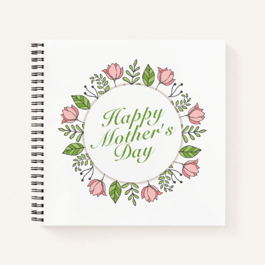 Elegant Happy Moederdag Floral Wreath Guestbook Notitieboek (Voorkant)