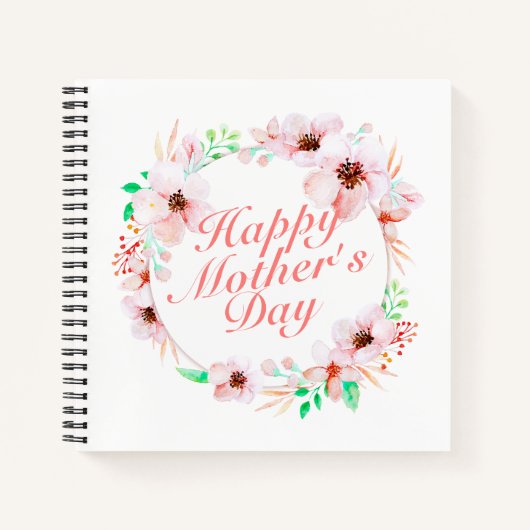 Elegant Happy Moederdag Floral Wreath Guestbook Notitieboek (Voorkant)