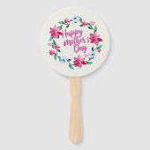 Elegant Happy Moederdag Floral Wreath Hand Fan Handwaaier (Voorkant)